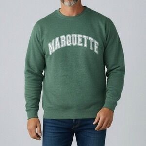 Vtg Marquette University Sweatshirt Medium MV Sport Green 90s Collegiate Wiscons